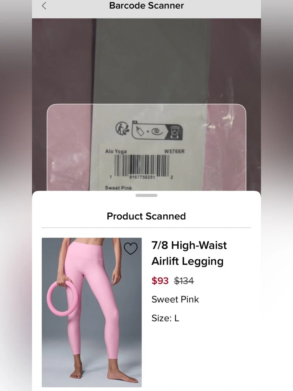 ALO Yoga 7/8 high waist airlift legging Large sweet pink
